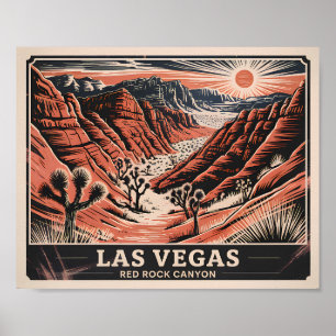 Affiche Red Rock Canyon Nevada Retro Paysage Vintage WPA