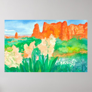 Affiche Red Rock Mountains Southwest Desert Watercolor