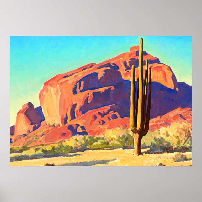 Affiche Red Rocks and Cactus, 1945, par Maynard Dixon (Devant)
