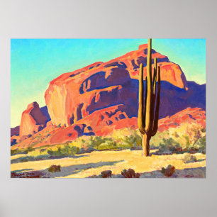 Affiche Red Rocks and Cactus par Maynard Dixon
