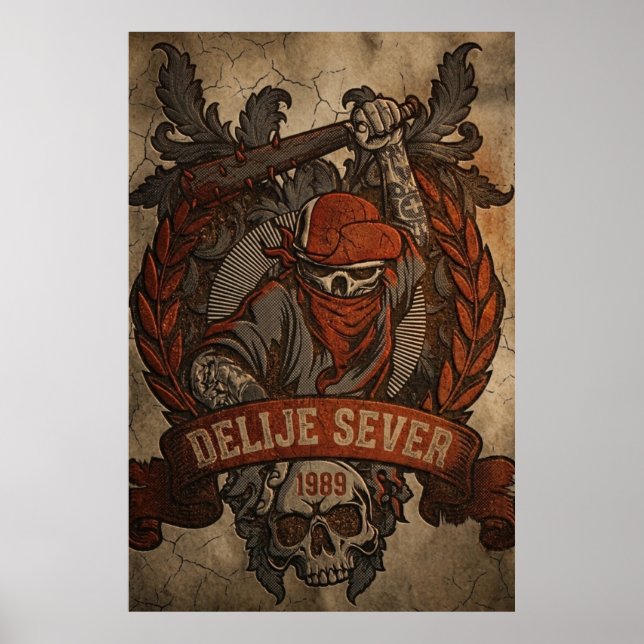 Affiche Red Star Belgrade Delije Sever 1989 (Devant)