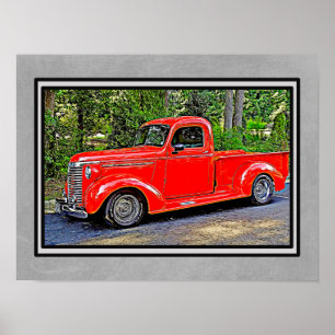 Affiche Red Trucks Au Salon De Voiture - Art Print
