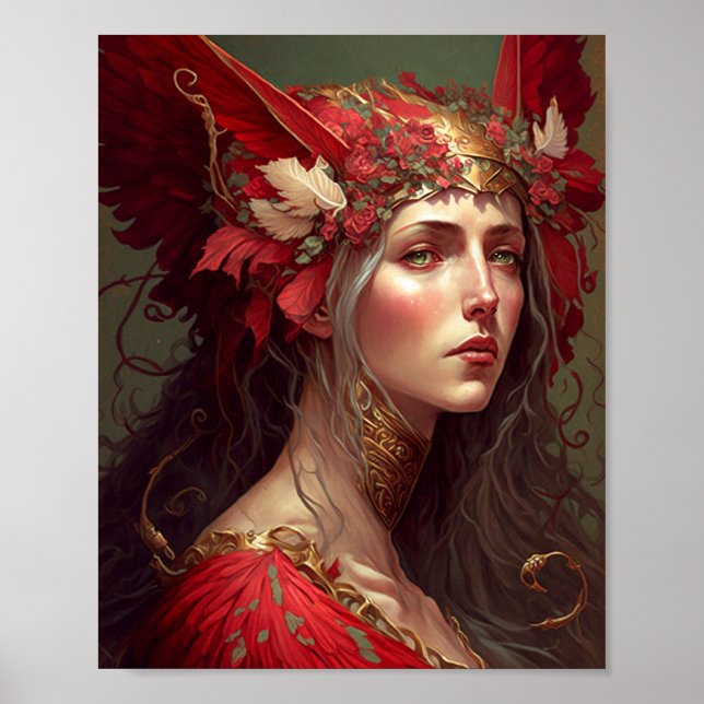 Affiche Red Valkyrie Femme Imaginaire Art (Devant)