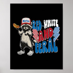 Affiche Red White And Feral Raccoon 4th Of Juillet Débarde