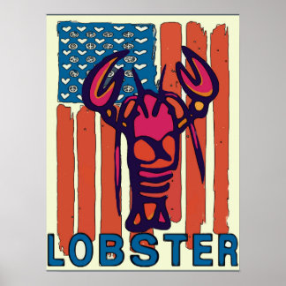 Affiche Red White Blue Lobster Flag