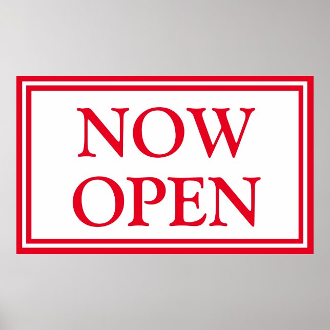 Affiche Red White Business maintenant ouvert (Devant)