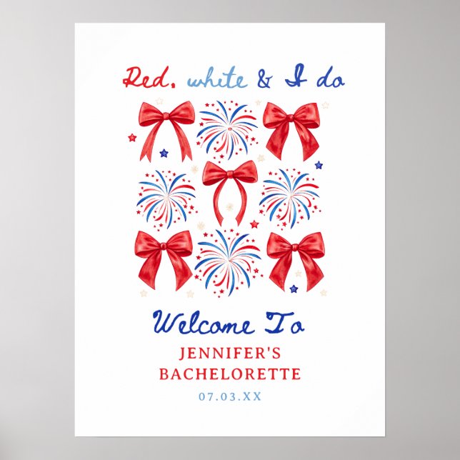 Affiche Red White et je fais Juillet 4 Bachelorette Bienve (Devant)