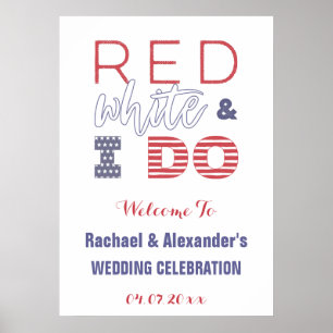 Affiche Red White & I DO Patriotic Wedding shower Bienvenu
