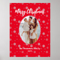 Red White Modern Family Photo Joyeux Noël