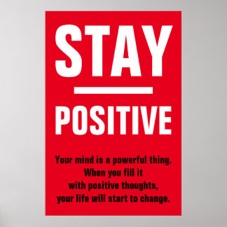 Affiche Red White Rester Positif Motivationnel Inspiration