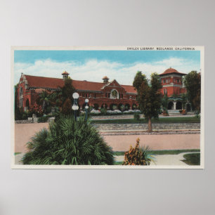Affiche Redlands, CA - vue de bibliothèque souriante