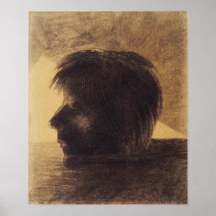 Affiche Redon - Tête d'Orphée sur l'eau ou La Mystique