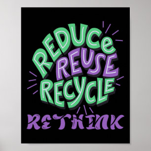 Affiche Réduire la réutilisation Recycler Repenser Fun Rec