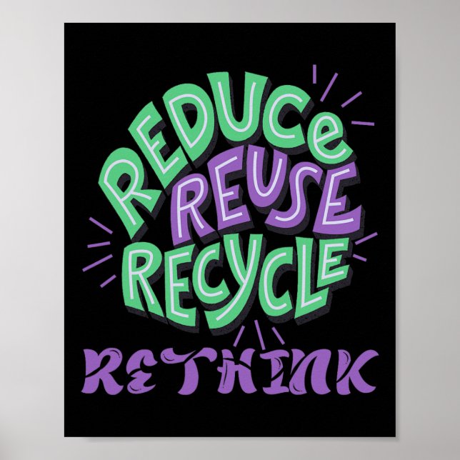 Affiche Réduire la réutilisation Recycler Repenser Fun Rec (Devant)