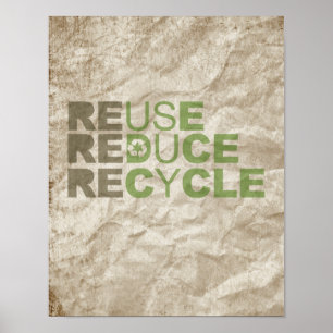 AFFICHE RÉDUIRE LE RECYCLE DE RÉUTILISATION -