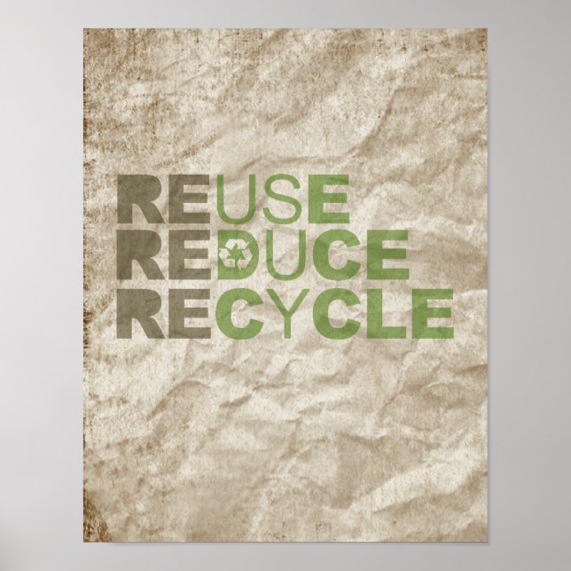 AFFICHE RÉDUIRE LE RECYCLE DE RÉUTILISATION - (Devant)