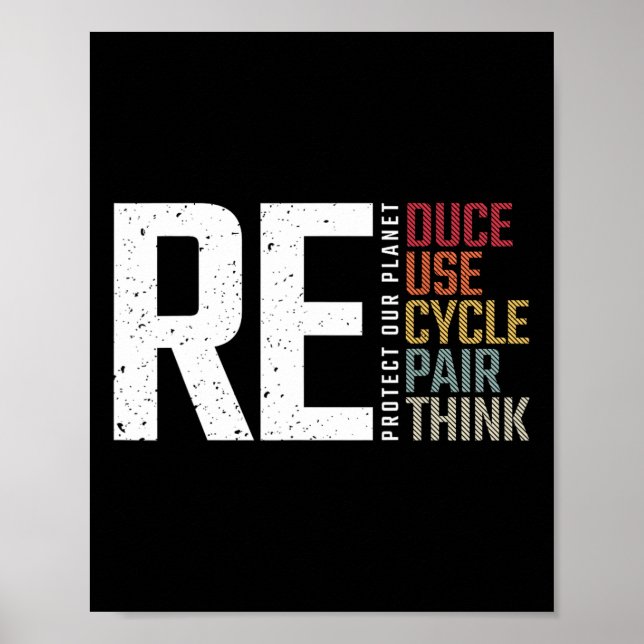 Affiche Réduire réutiliser Recycle Rethink Repair Jour des (Devant)