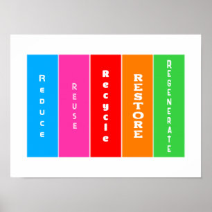 Affiche "Réduire, réutiliser, recycler, restaurer, régénér