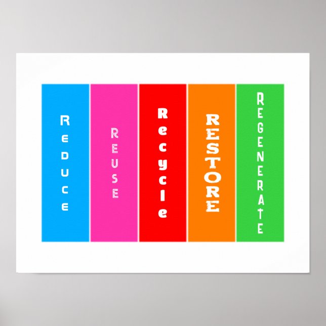 Affiche "Réduire, réutiliser, recycler, restaurer, régénér (Devant)