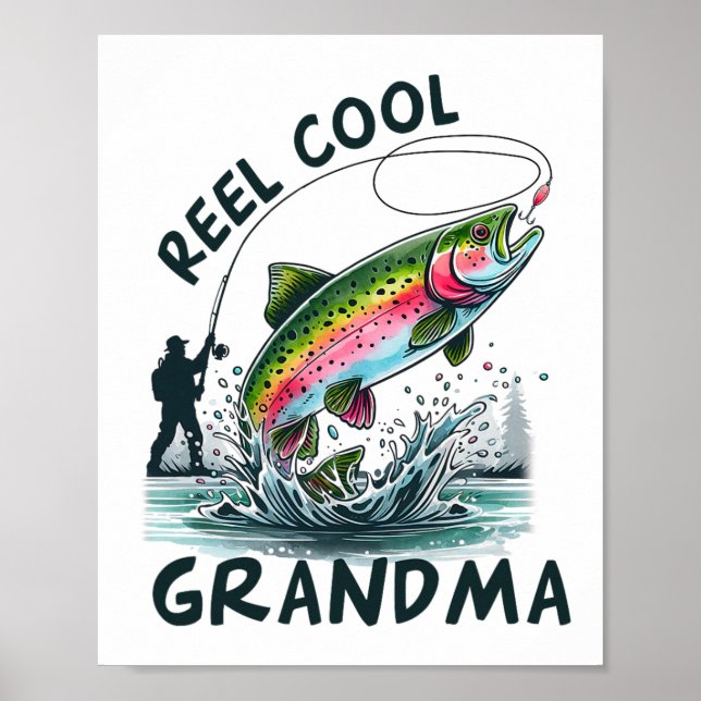 Affiche Reel Cool Grand-mère Anniversaire Fête de Pêche Co (Devant)
