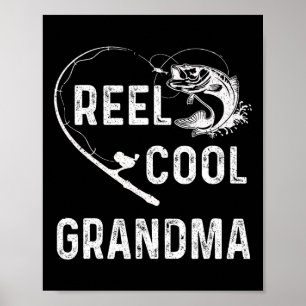 Affiche Reel Cool Grand-mère Retro Pêcheur Adulte Pour Les