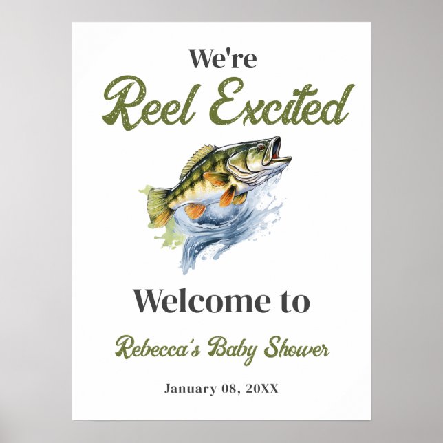 Affiche Reel Excité Poisson Baby shower Accueil (Devant)