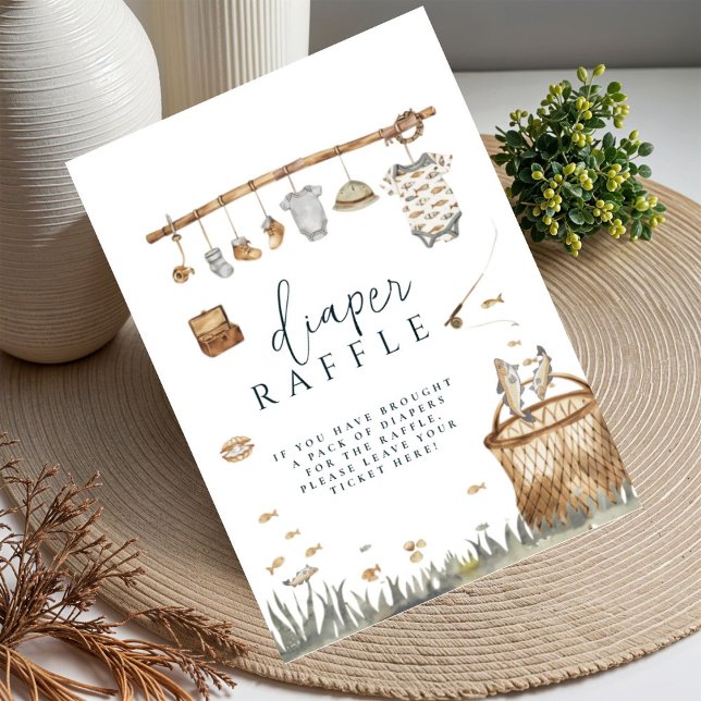 Affiche Reel Fun Fishing Diaper Baby shower Raffin (Créateur téléchargé)