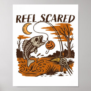 Affiche Reel Funny Peur Halloween Pêche saison Éffrayante