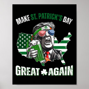 Affiche Refaire la Saint-Patrick Grande Encore Trump Trèfl