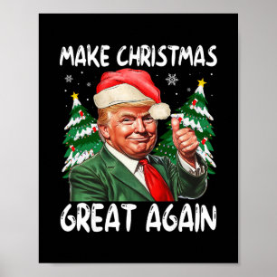 Affiche Refaire Noël Grandeur Nature Funny Santa Trump 202