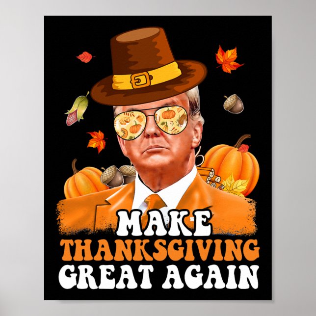 Affiche Refaire Thanksgiving Great Again Automne Feuilles  (Devant)