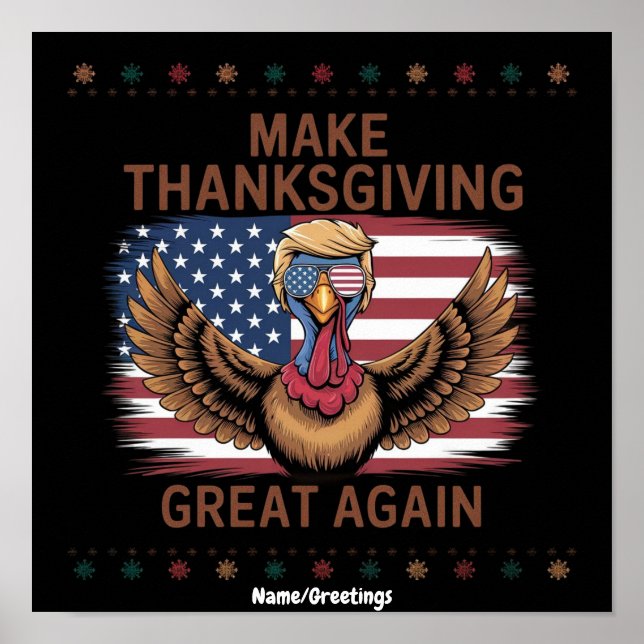 Affiche Refaisons la fête de Thanksgiving encore plus gran (Devant)