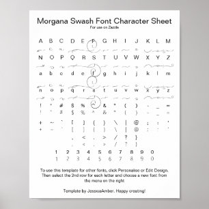 Affiche Référence de caractères de la police Morgana Swash