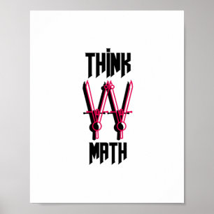 Affiche Réfléchissez avec le rouge mathématique