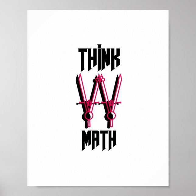 Affiche Réfléchissez avec le rouge mathématique (Devant)