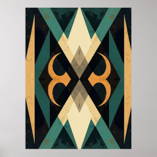 Affiche Reflective Diamond Crescent Abstract Modern Art