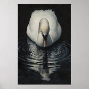 Affiche Reflet artistique du majestueux cygne, élégant cyg