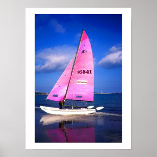 Affiche Reflet de bateau Hobie rose