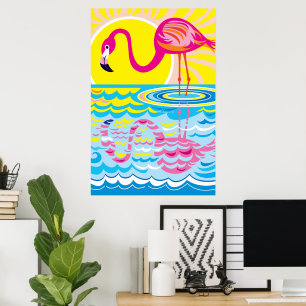 Affiche Reflet de flamant rose
