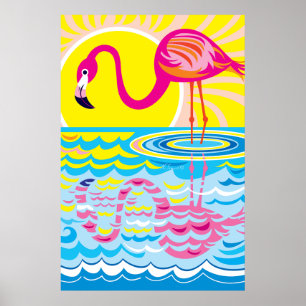 Affiche Reflet de flamant rose
