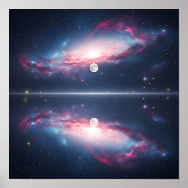 Affiche Reflet de galaxie sous le ciel cosmique éclairé pa (Devant)