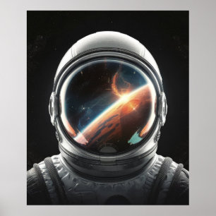 Affiche Reflet de la casque d'astronaute de l'Univers