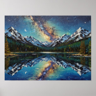Affiche Reflet de la montagne à minuit