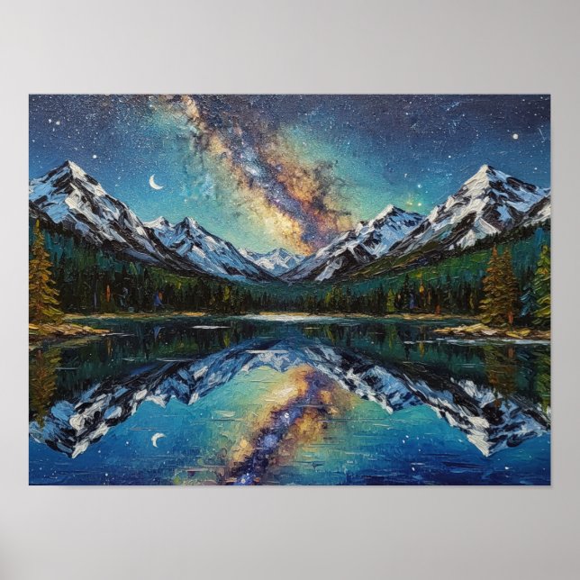Affiche Reflet de la montagne à minuit (Devant)