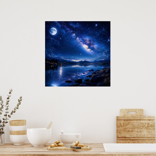 Affiche Reflet de la Voie lactée au clair de lune — Paysag (Cuisine)