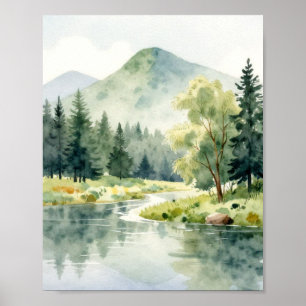 Affiche Reflet serein de la montagne : un doux paysage à l
