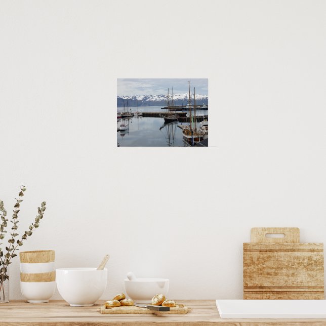 Affiche Reflets de grand voilier dans un port d'Islande du (Cuisine)