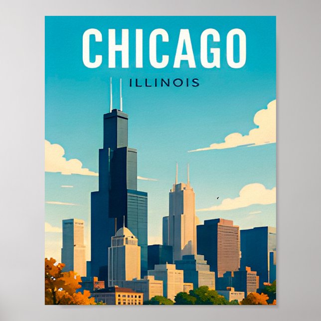 Affiche Reflets de l'horizon de Chicago (Devant)