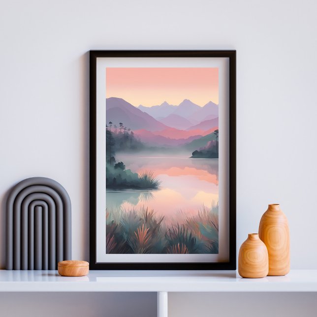 Affiche Reflets de l'Horizon Rose (Créateur téléchargé)