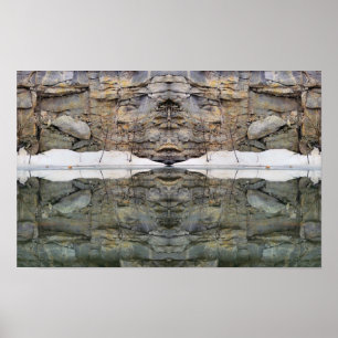 Affiche Reflets de mur de roche dans l'étang Miroir d'art